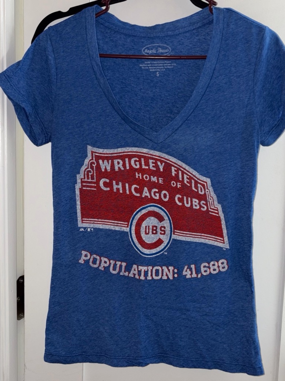 Chicago Cubs Wrigley Field Graphic V-Neck Tee - Blue